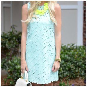 J. Crew Laser Cut Mint Floral Shift Dress 4